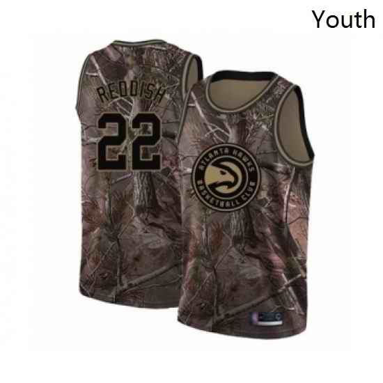 Youth Atlanta Hawks 22 Cam Reddish Swingman Camo Realtree Collection Basketball Jersey